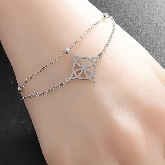 Silver Stainless Steel Witch Celtic Viking Cross Knot Fashion Bracelet NWOT - Picture 6 of 8